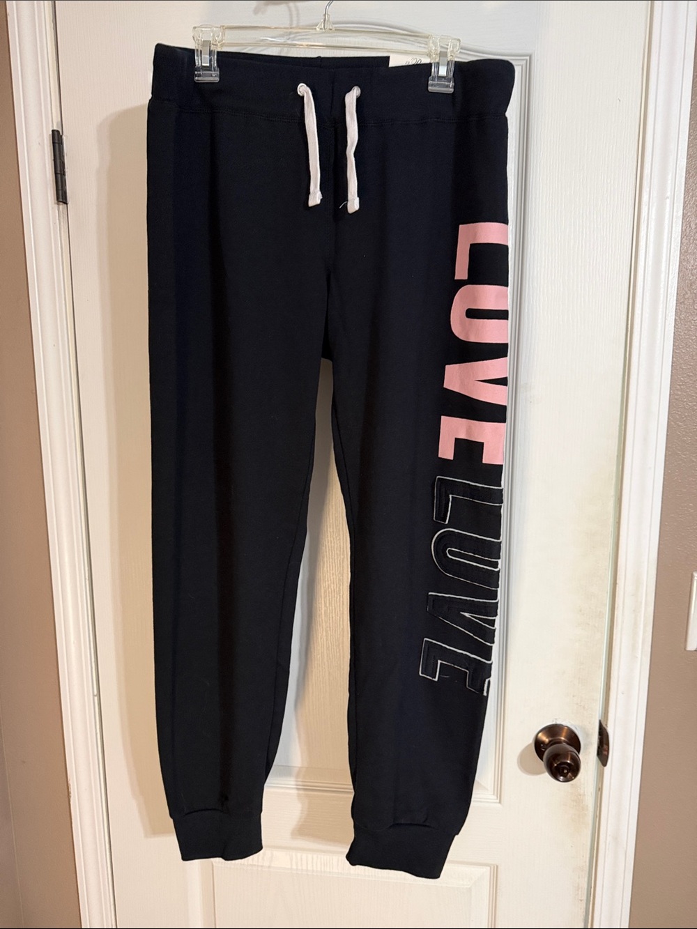 Reflex Black Joggers with Pink Side LOVE Graphic
